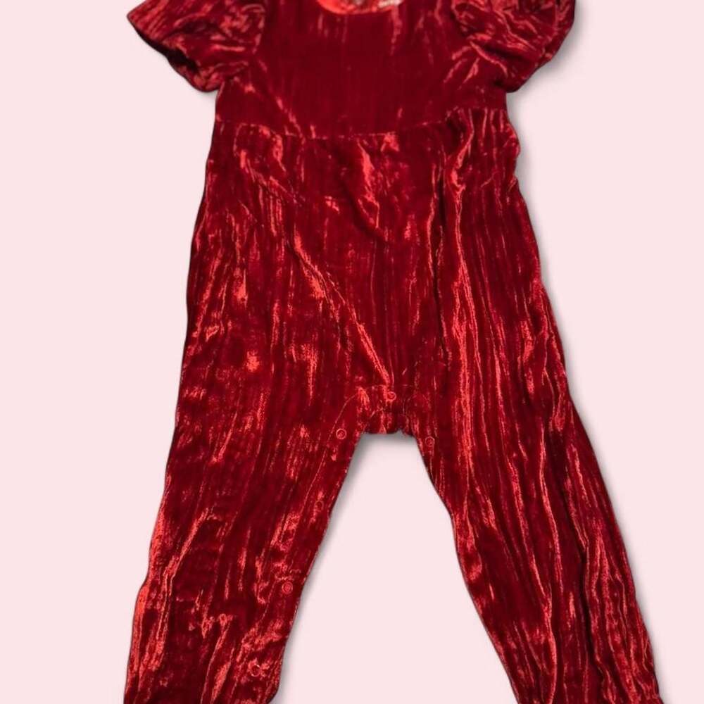 Cat & Jack Baby Red Velvet Jumpsuit 18M